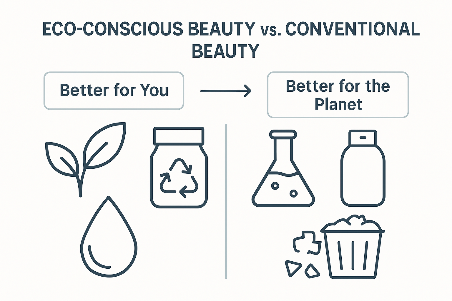 Infographic comparing eco-conscious and conventional beauty