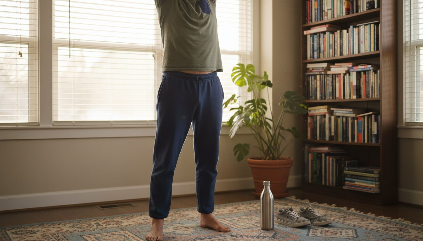 Man stretching as morning body care
