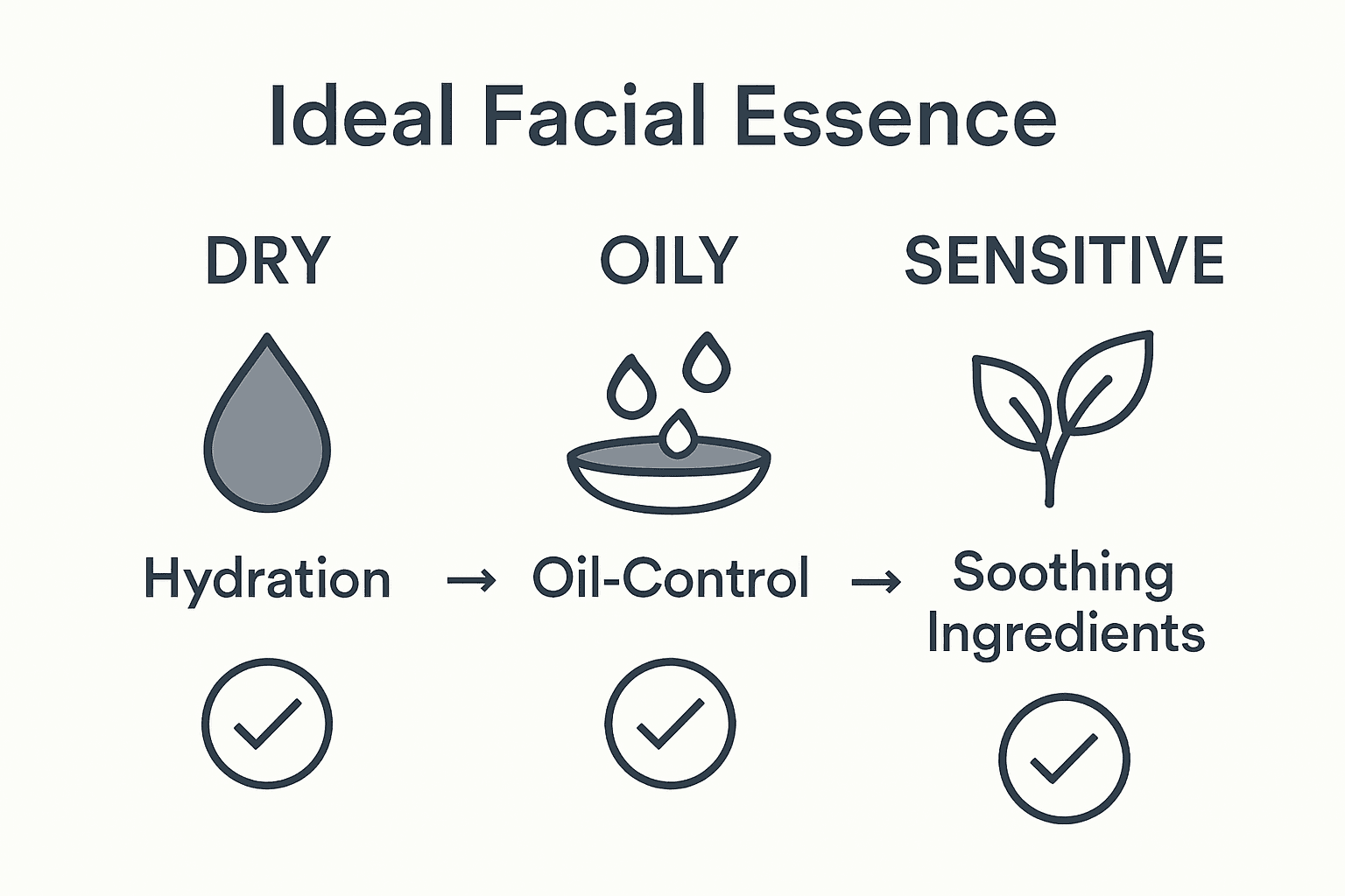 Infographic showing best facial essences by skin type