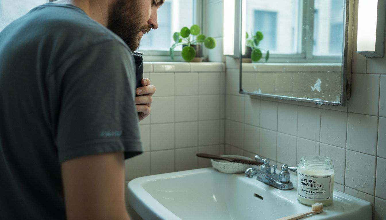 Man grooming with eco friendly products in bathroom