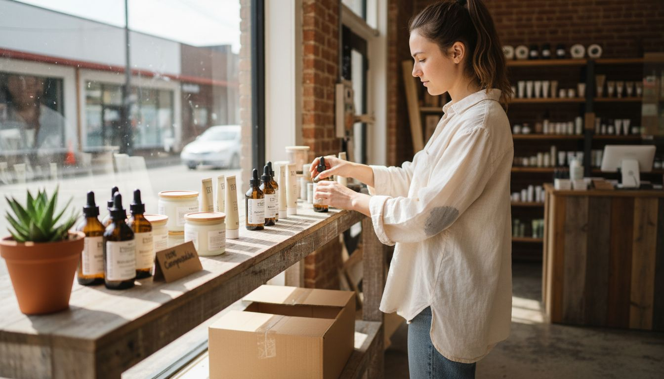 Eco packaging for skincare products on shelf