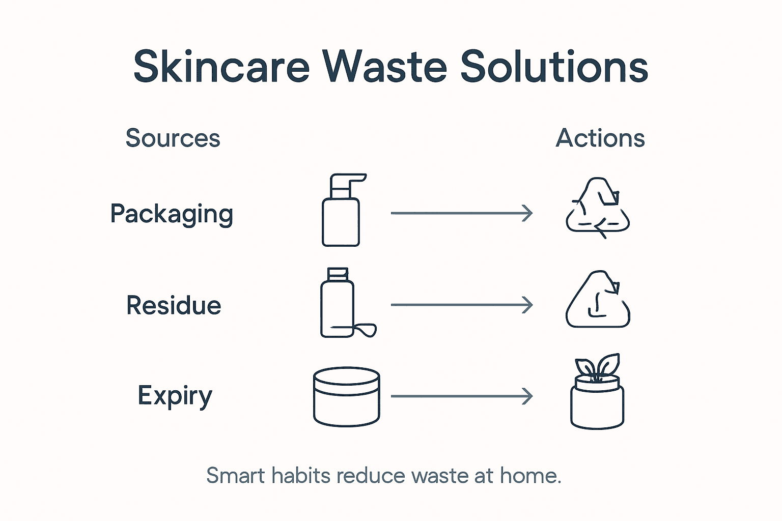 Infographic showing skincare waste sources and solutions