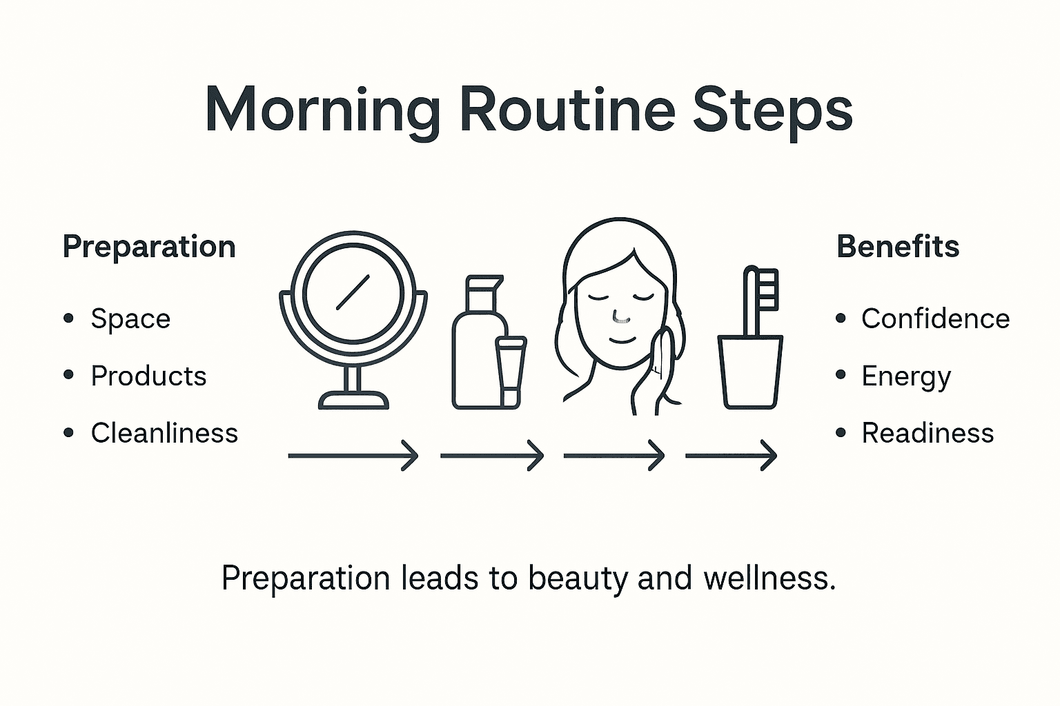 Infographic showing morning routine step overview