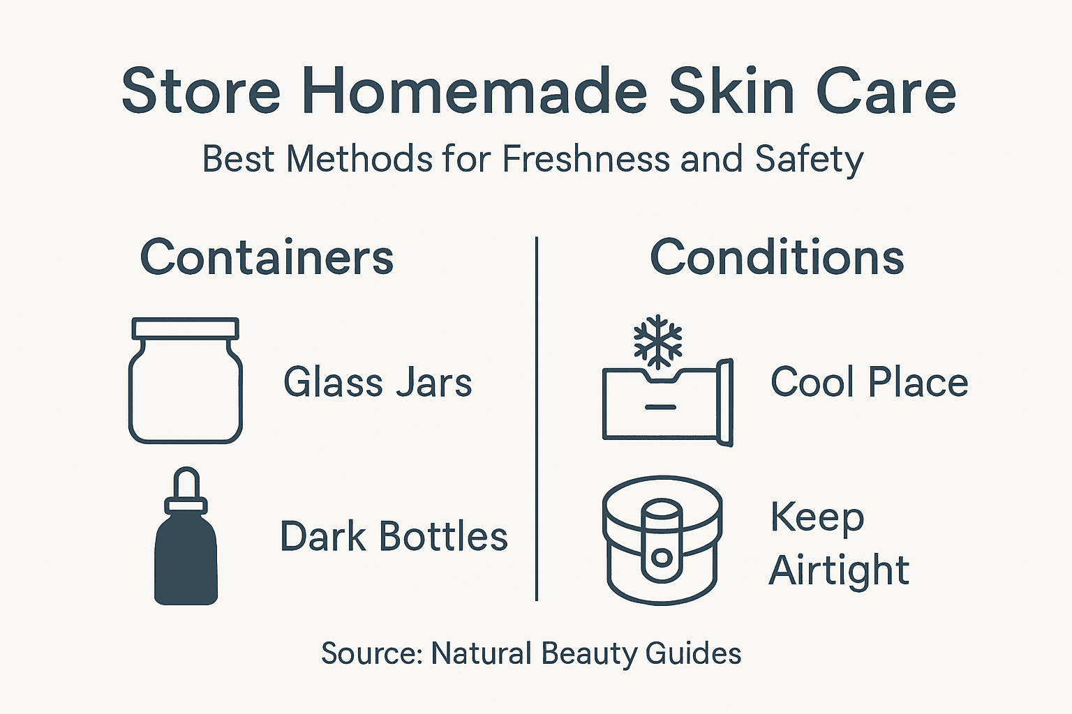 Infographic on storing homemade skincare products
