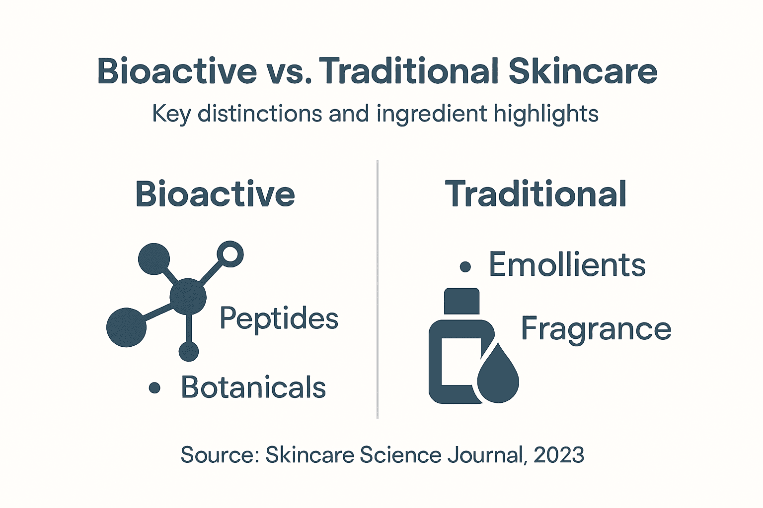 Infographic showing bioactive vs traditional skincare