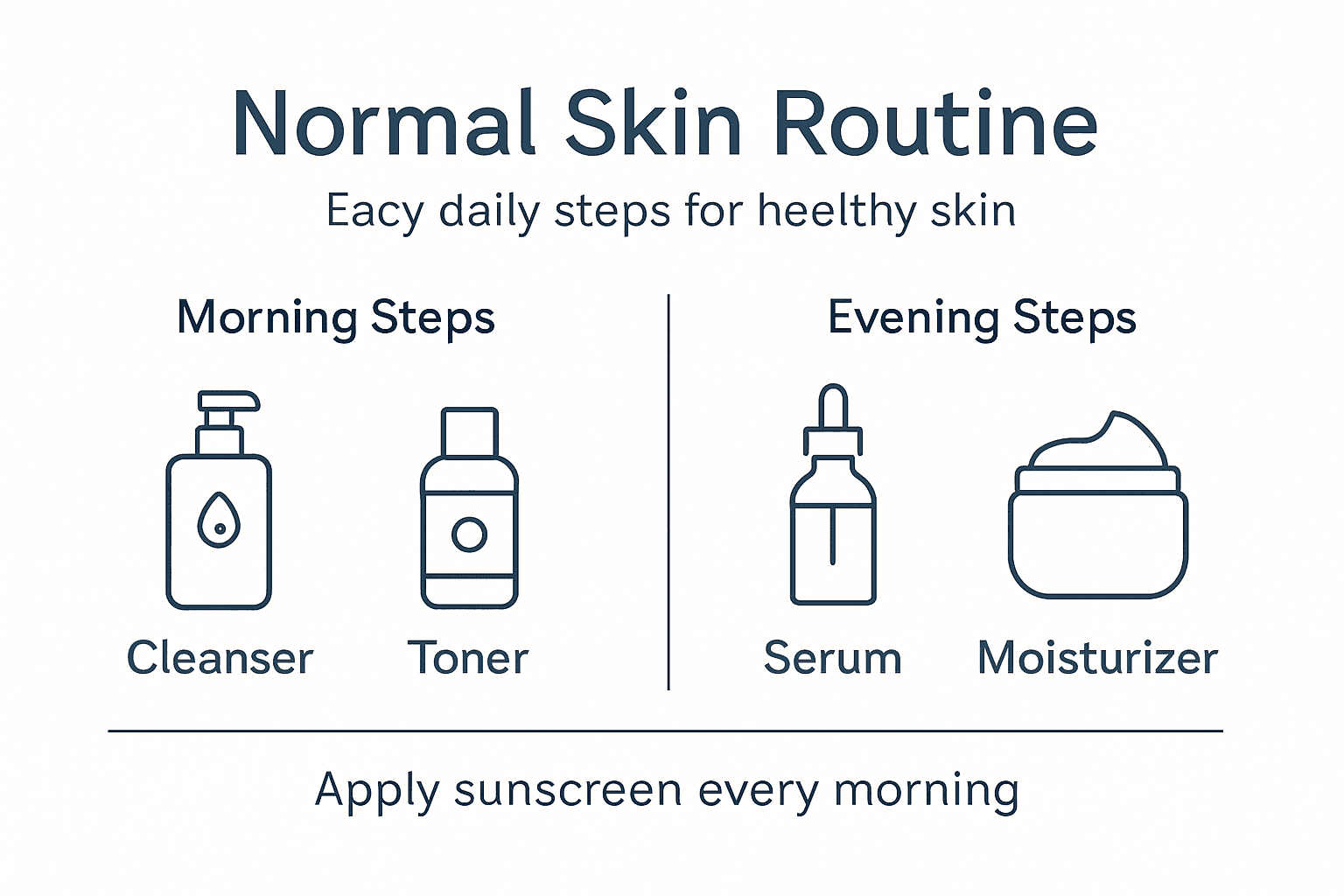 Infographic with daily skincare steps for normal skin