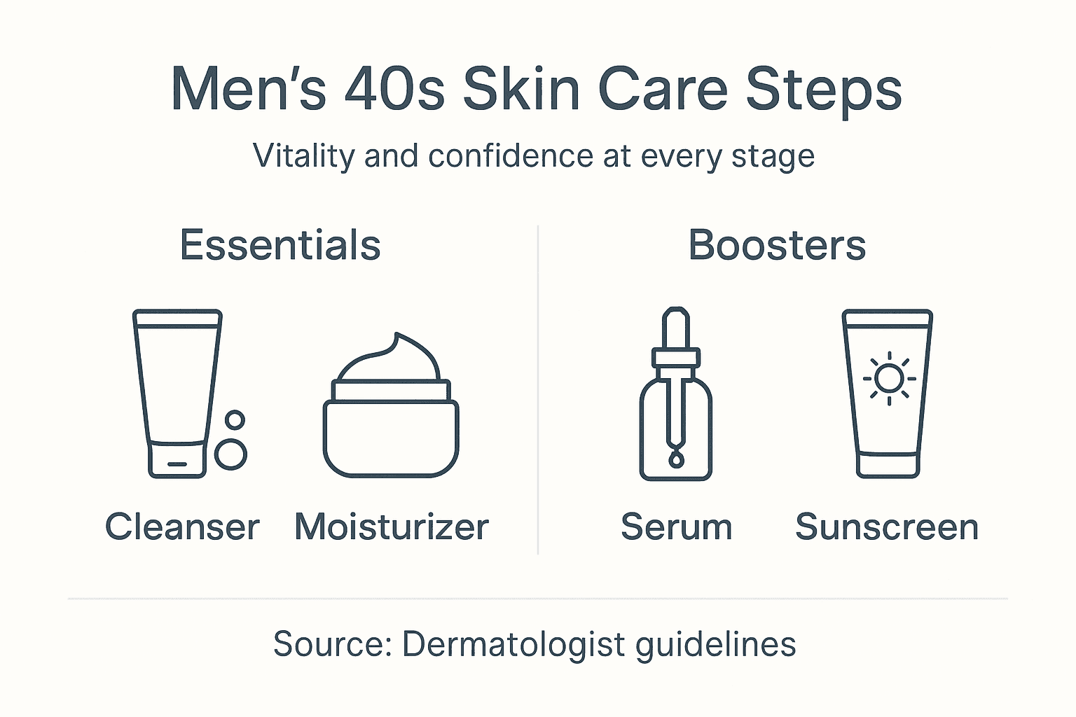 Infographic of men’s skin care steps and essentials