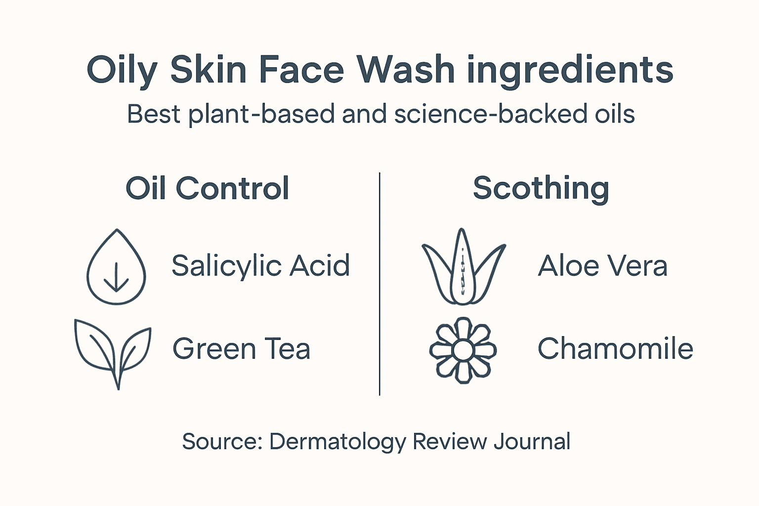 Infographic showing top oily skin ingredients
