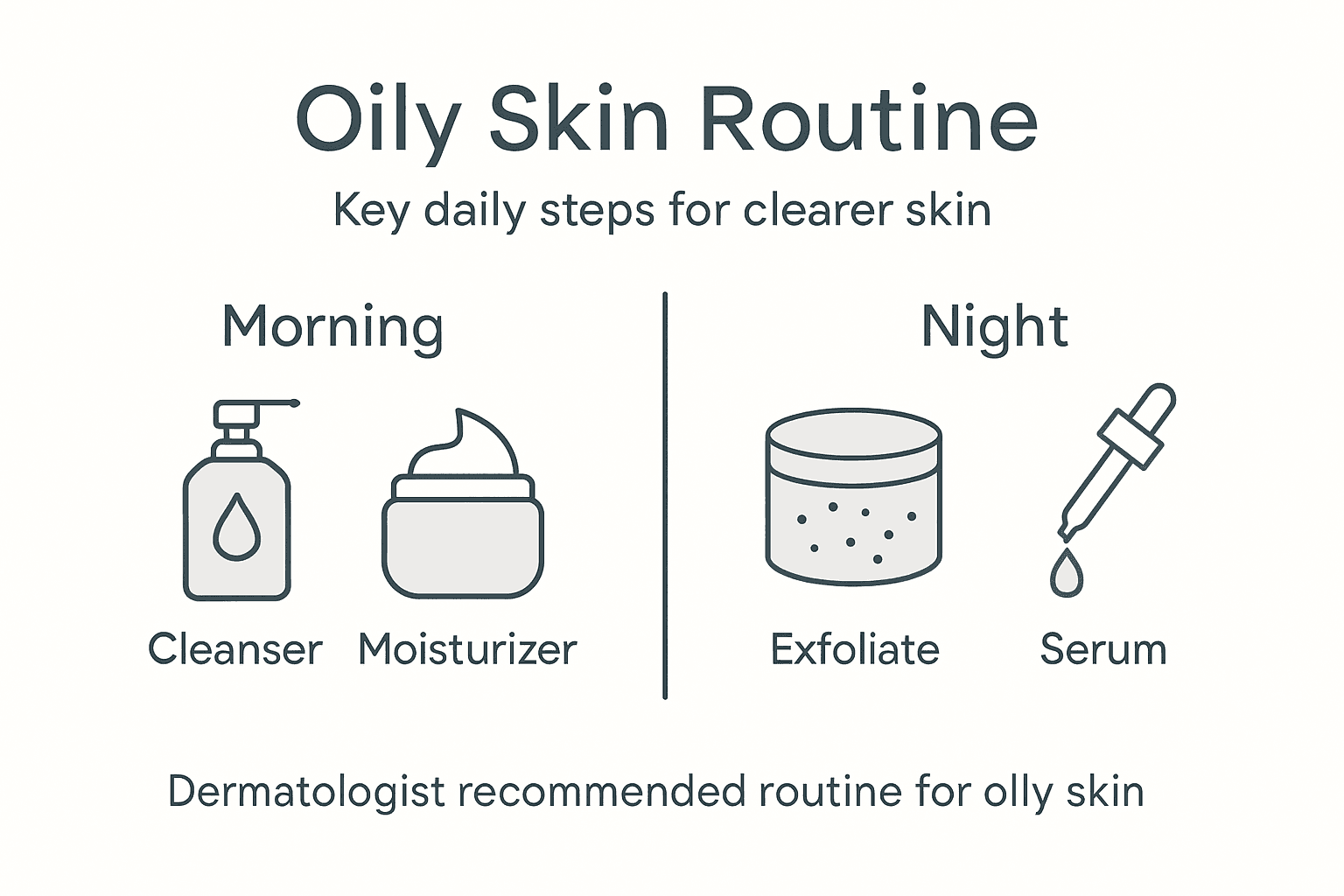 Infographic showing basic oily skin routine