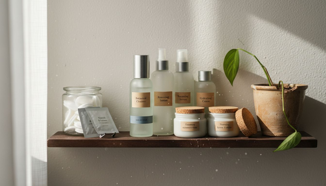 Eco-friendly skincare products on shelf
