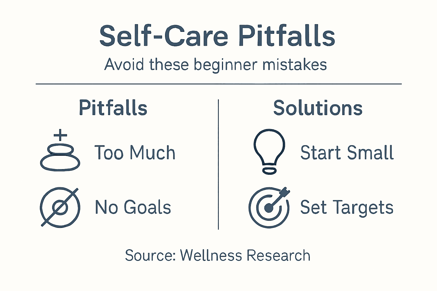 Infographic showing self-care pitfalls and solutions