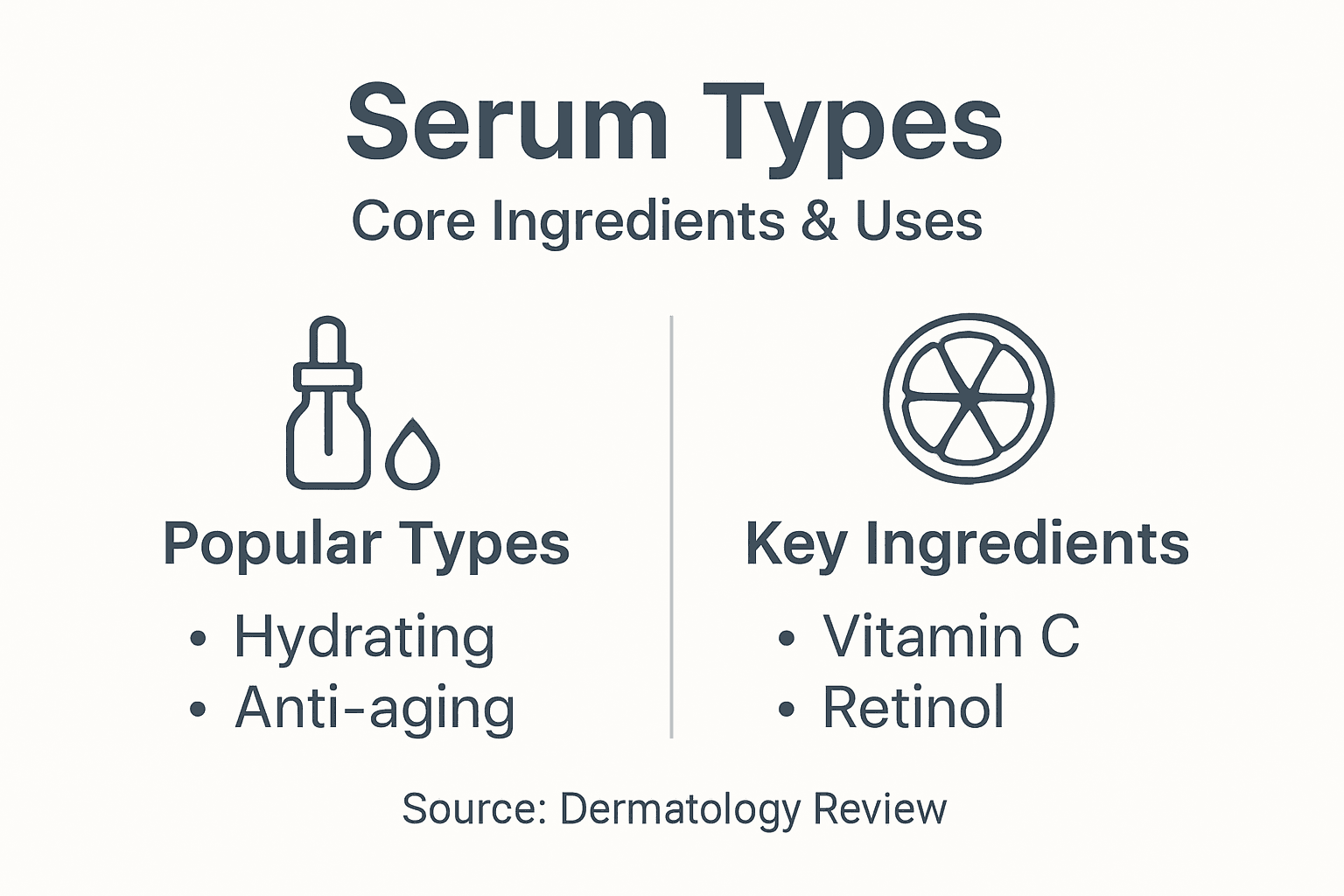 Infographic on serum types and key ingredients