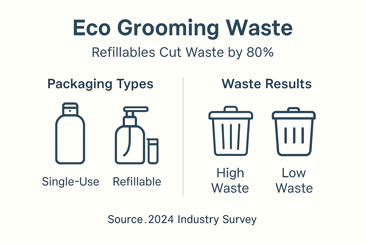 Infographic showing refillable vs. single-use grooming waste