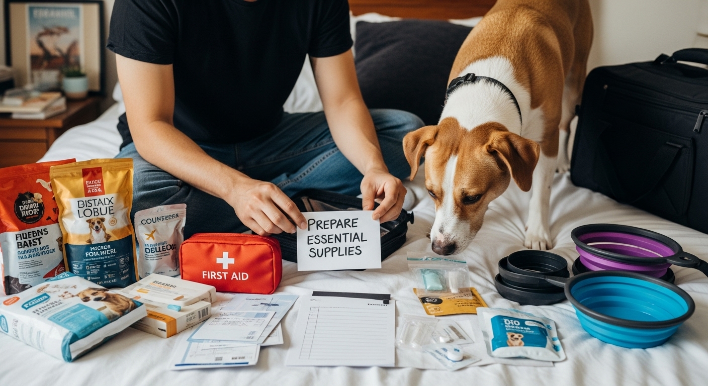 dog travel packing