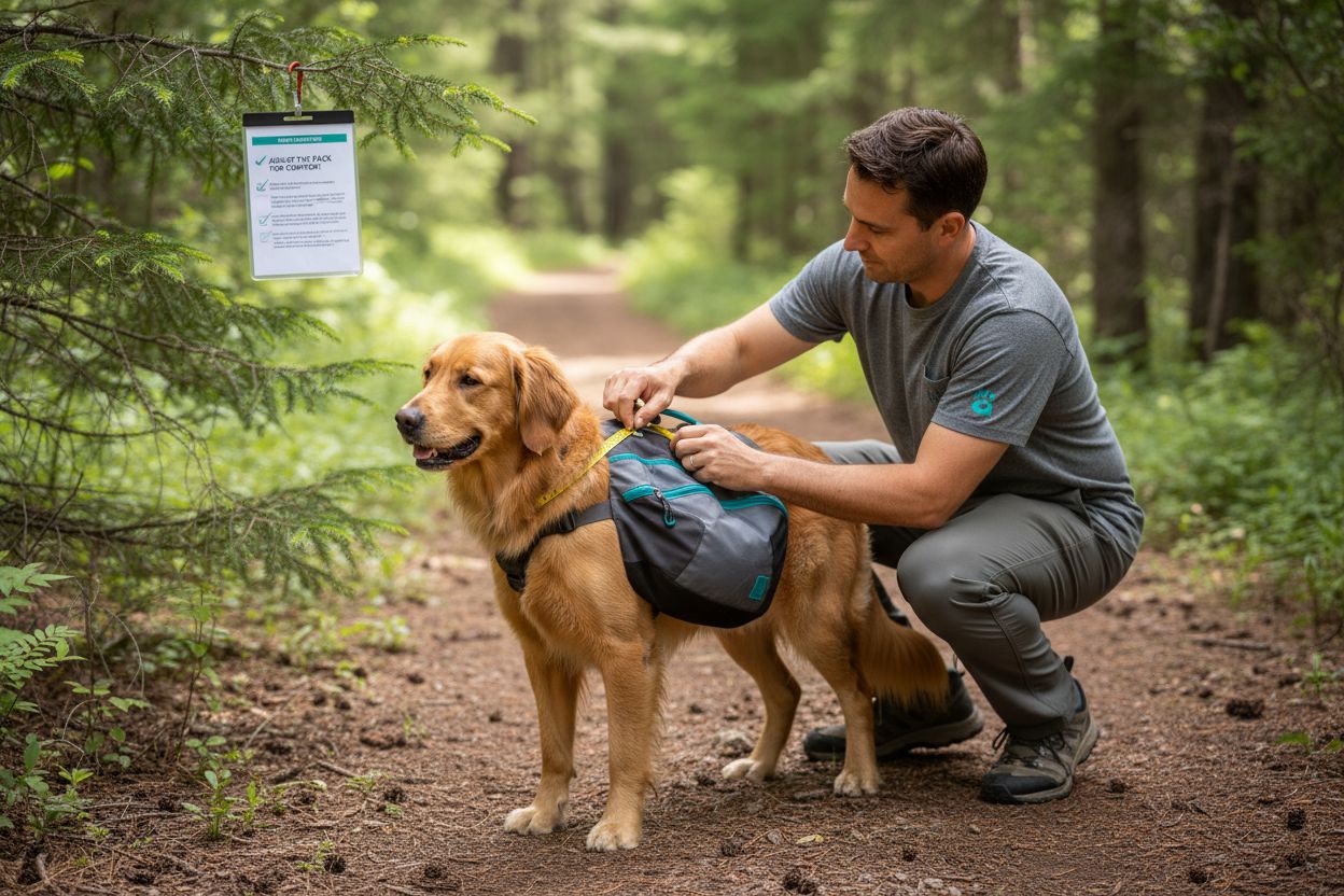 hiking pack fitting dog