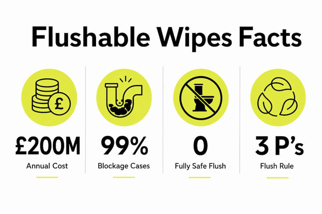 Infographic showing key flushable wipes statistics