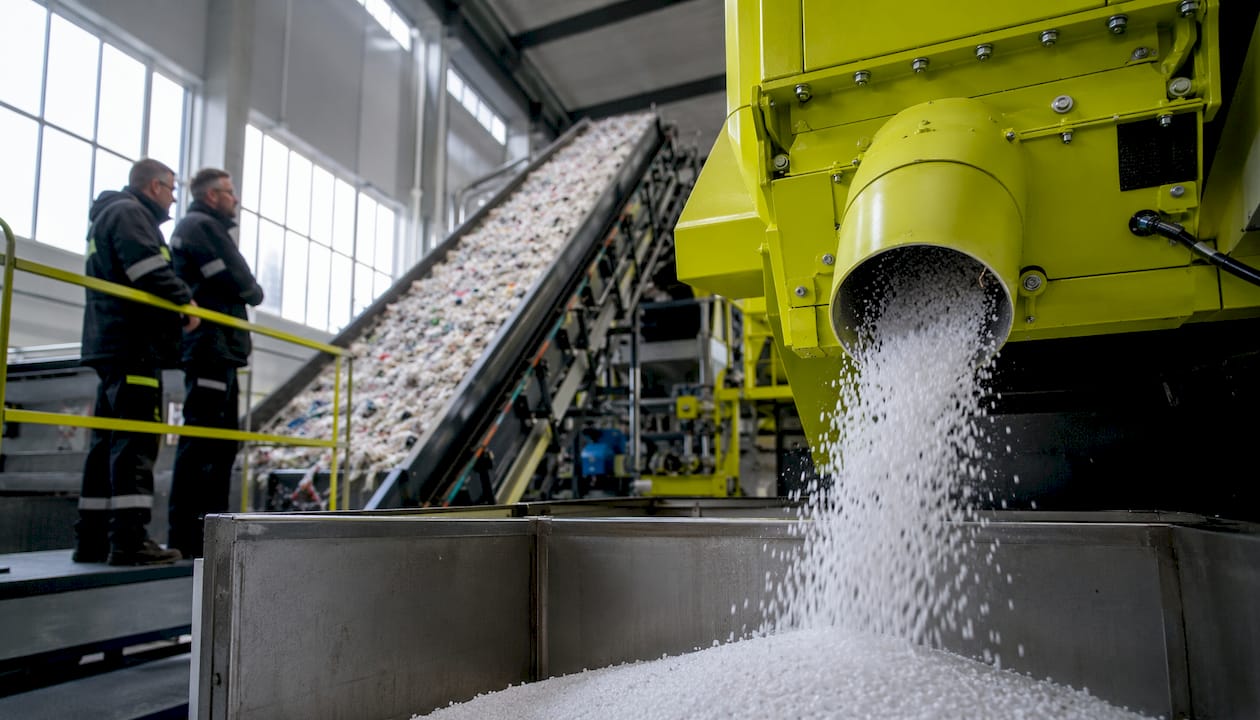 Soft plastics recycled into pellets in factory