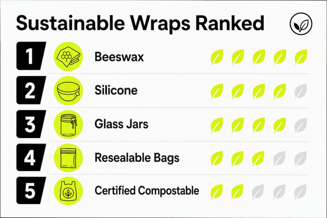 Infographic ranking sustainable cling wrap alternatives