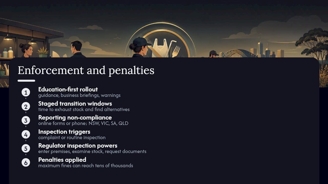 How regulators enforce the bans and what penalties look like — overview diagram