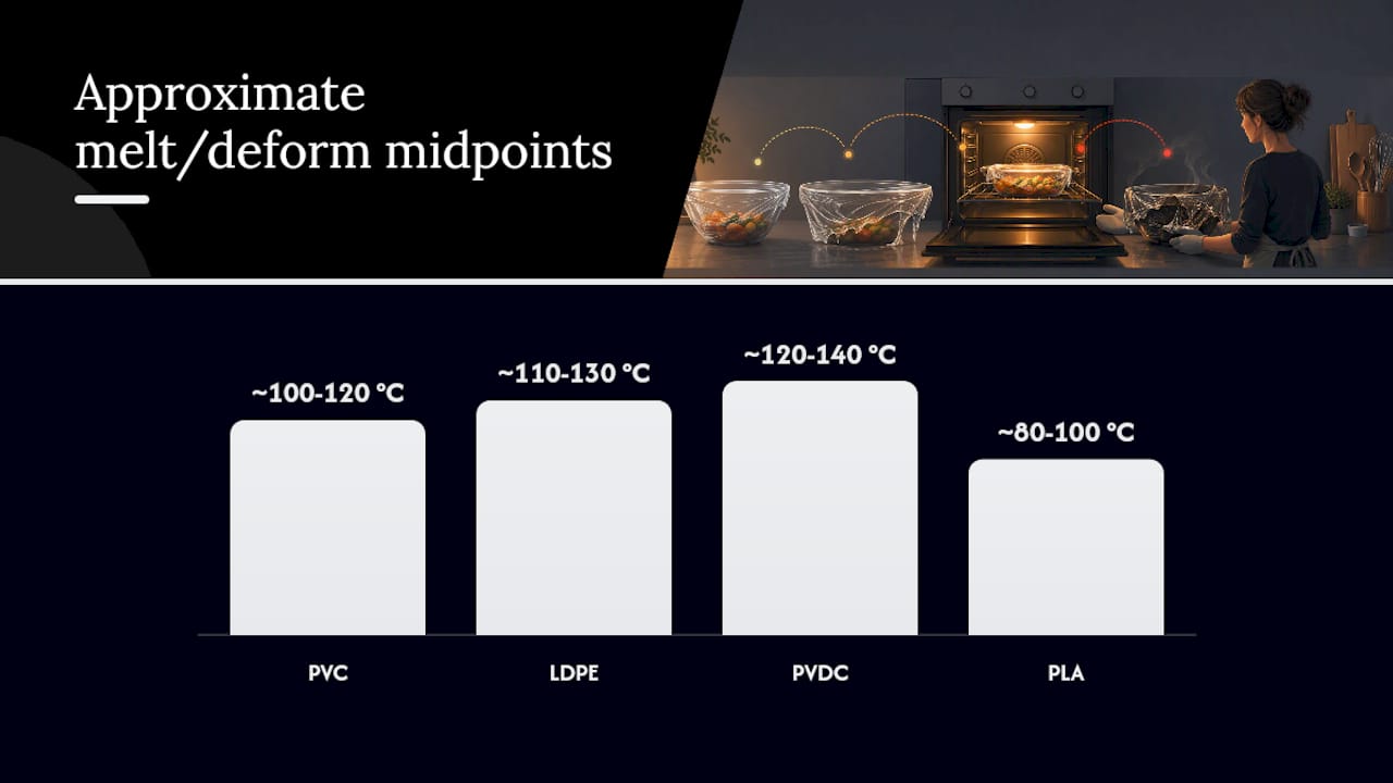 Diagram comparing cling film types and heat tolerance