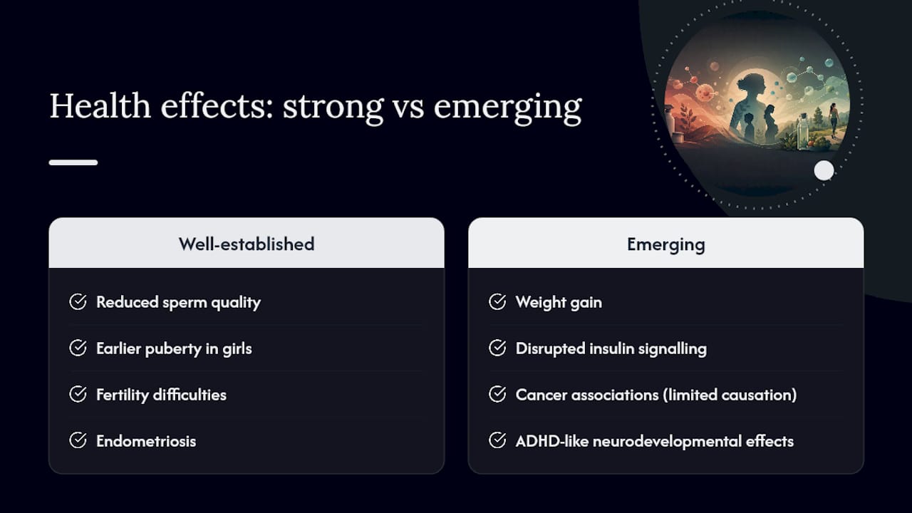 Diagram of health effects linked to endocrine disruptors