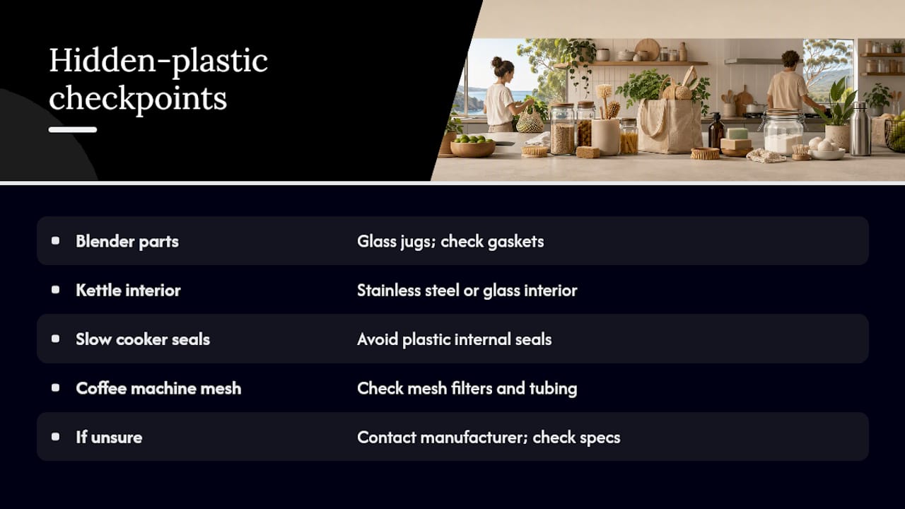 Kitchen appliance locations where plastic may hide