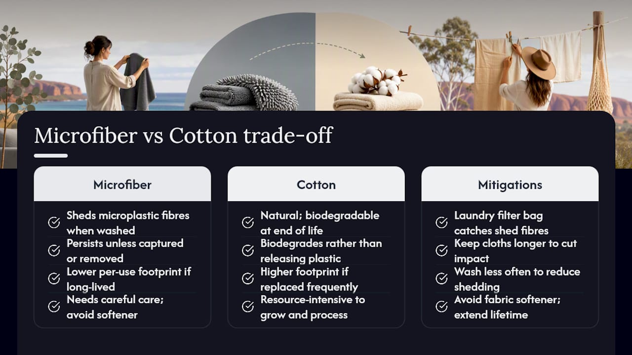 Microfiber and cotton sustainability trade-offs diagram
