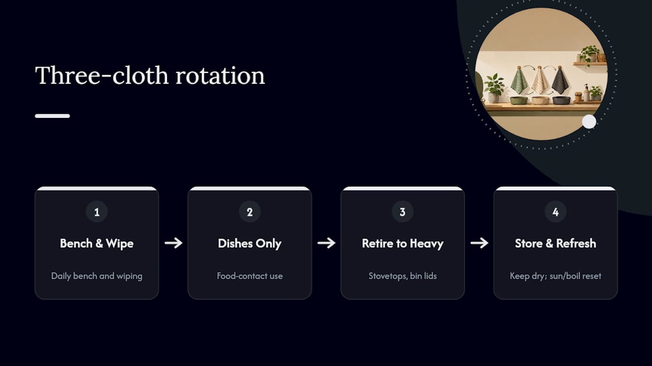 Three-cloth rotation and storage system