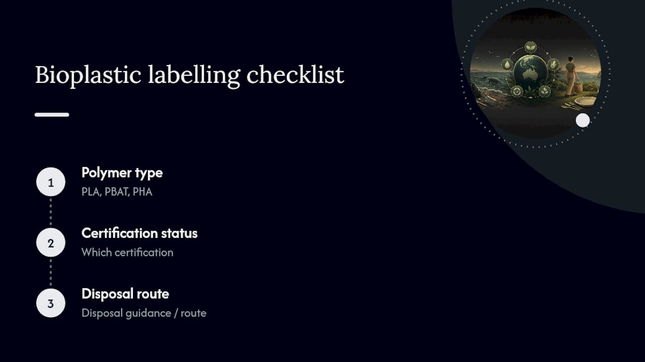 Three-field bioplastic labelling framework