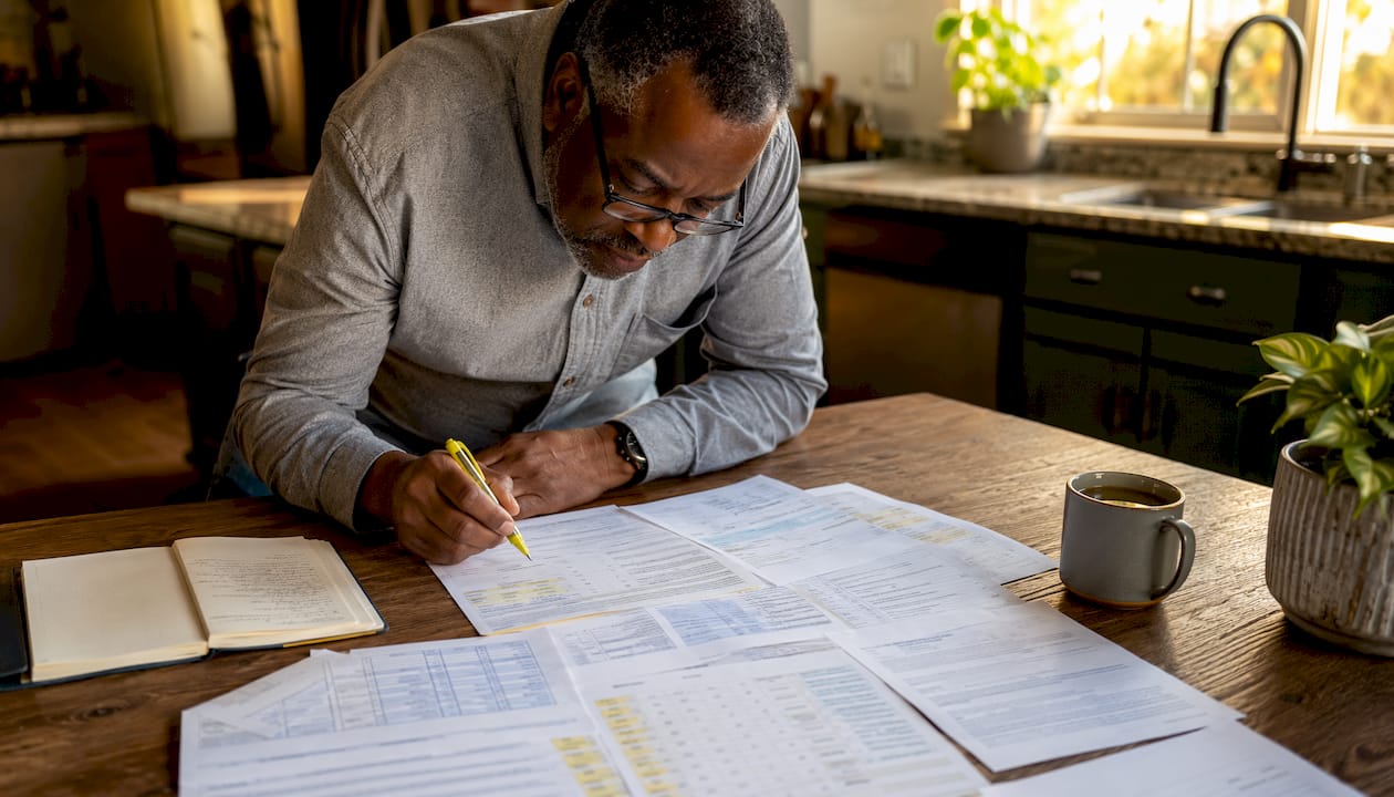 Man reviewing business refinancing documents