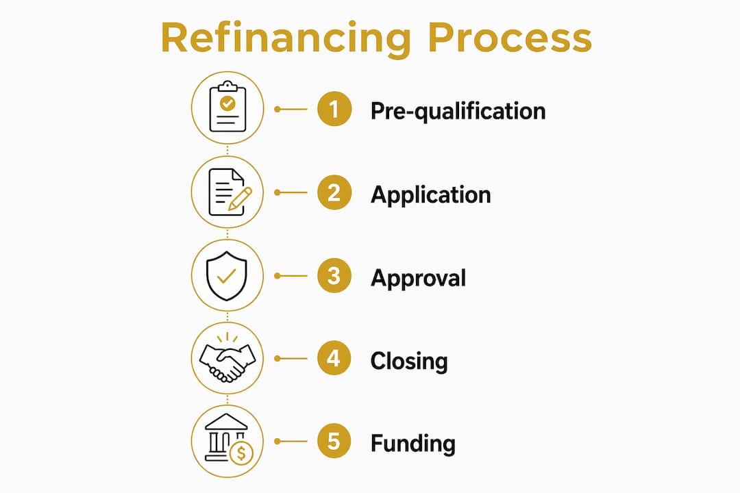 Infographic showing refinancing process steps