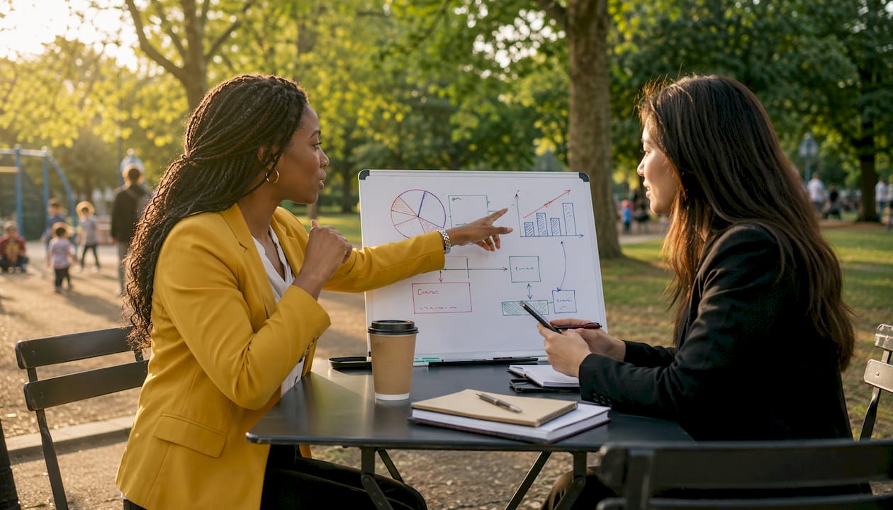 Business partners discussing refinancing options