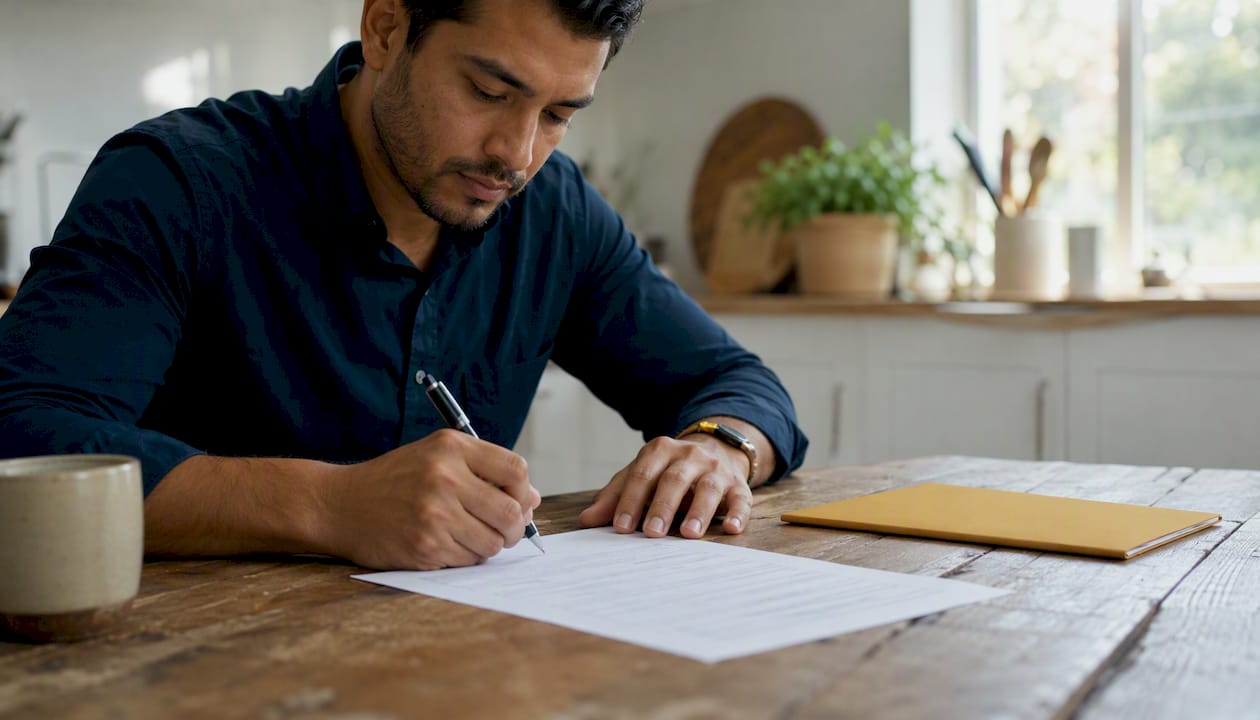 Hands poised over personal guarantee document