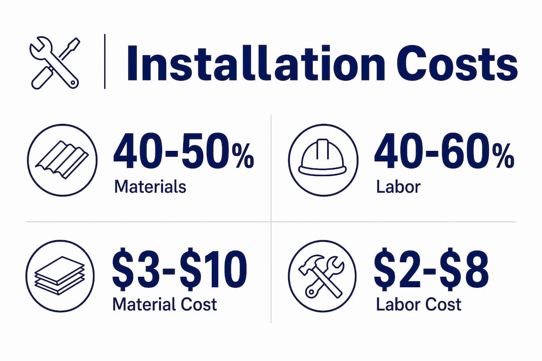 Infographic showing metal roof installation cost breakdown