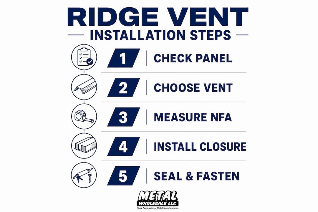 Infographic showing ridge vent installation checklist steps