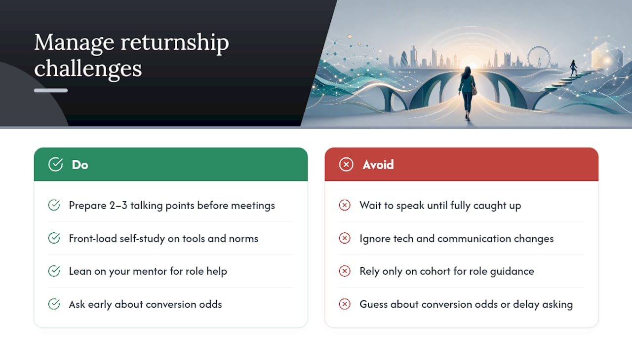 The Hardest Parts of a Returnship, and How to Manage Them — overview diagram