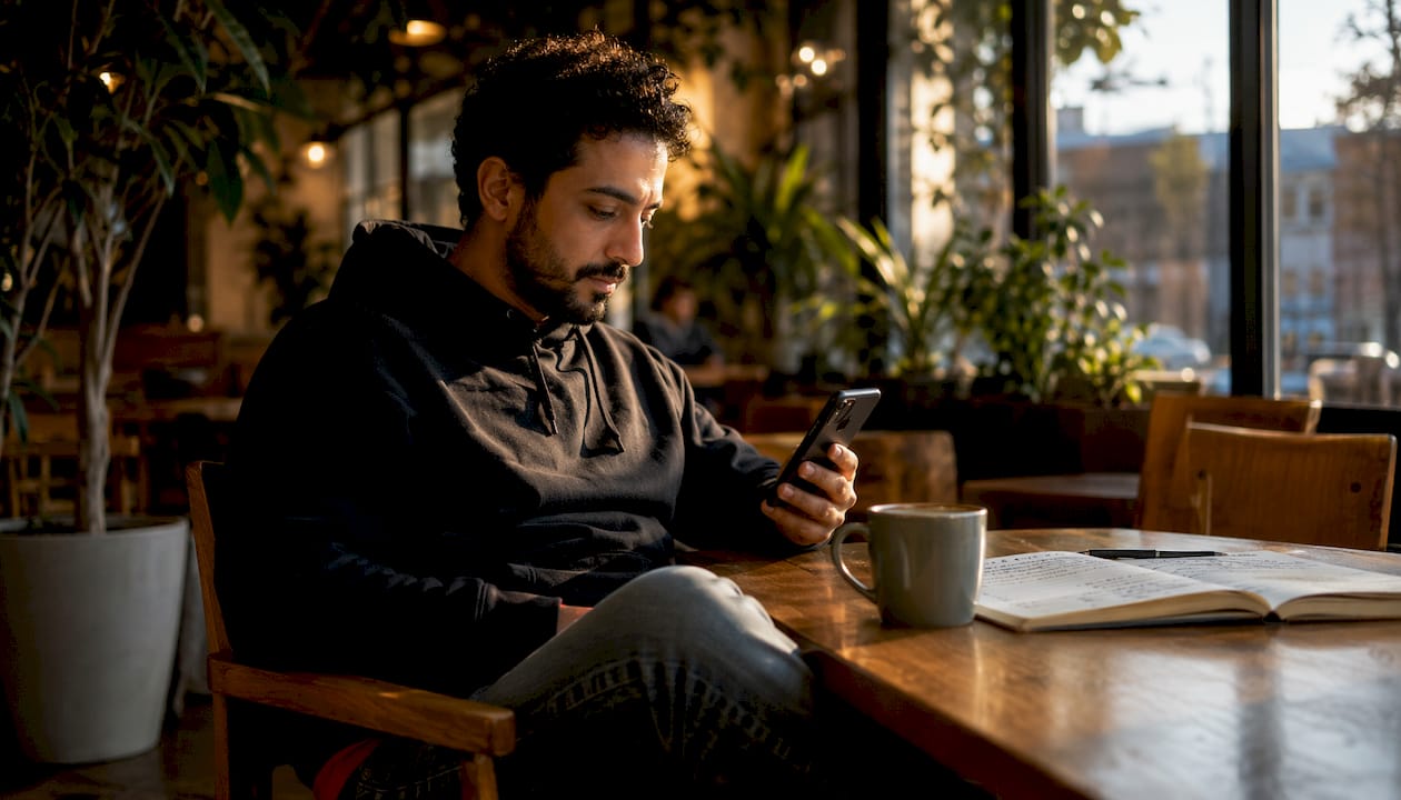 Person evaluating online interview videos