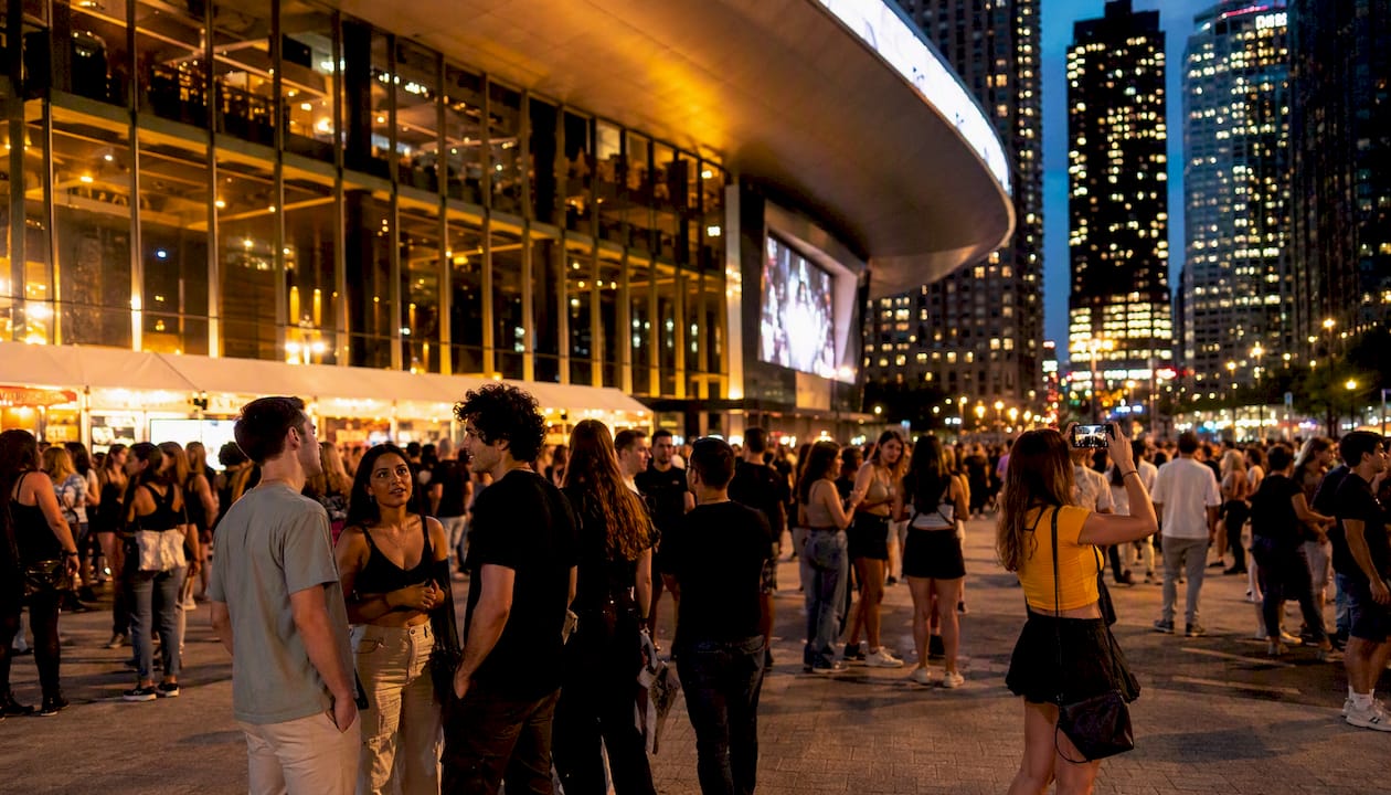 Concertgoers entering Scotiabank Arena afternoon