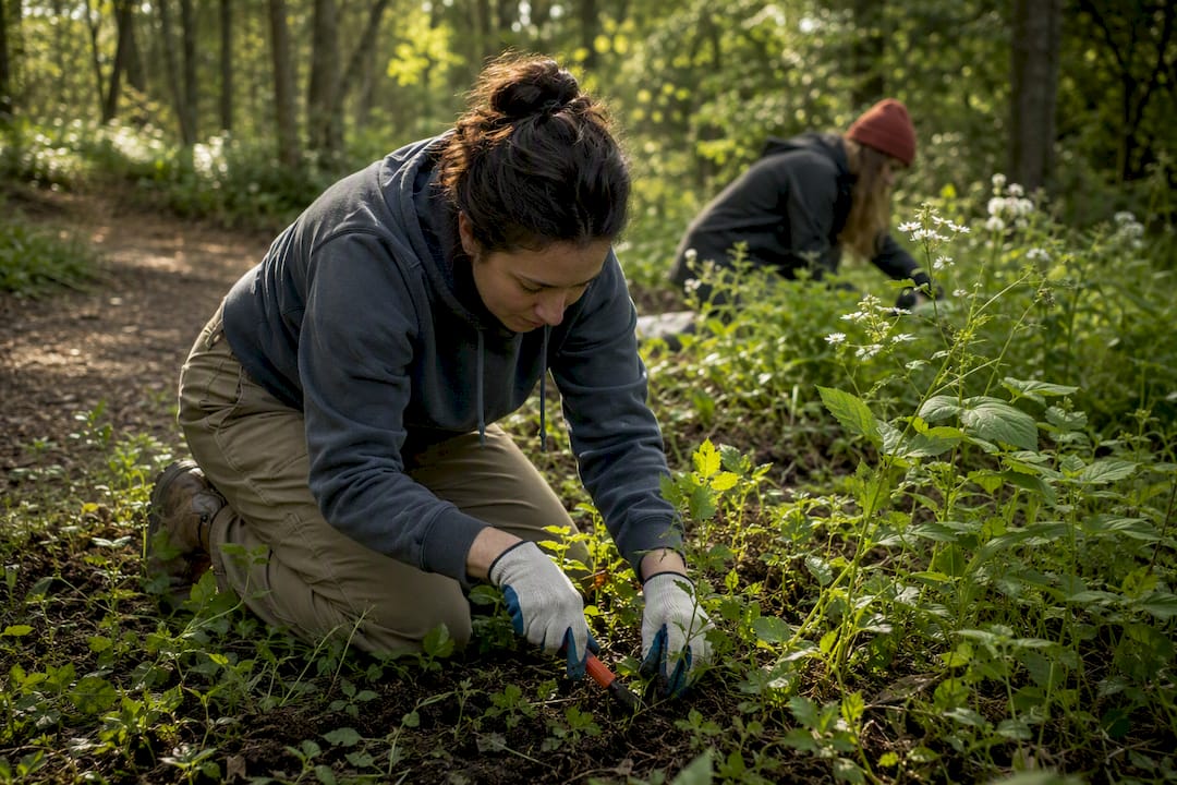 Volunteers tending Todmorden Mills preserve