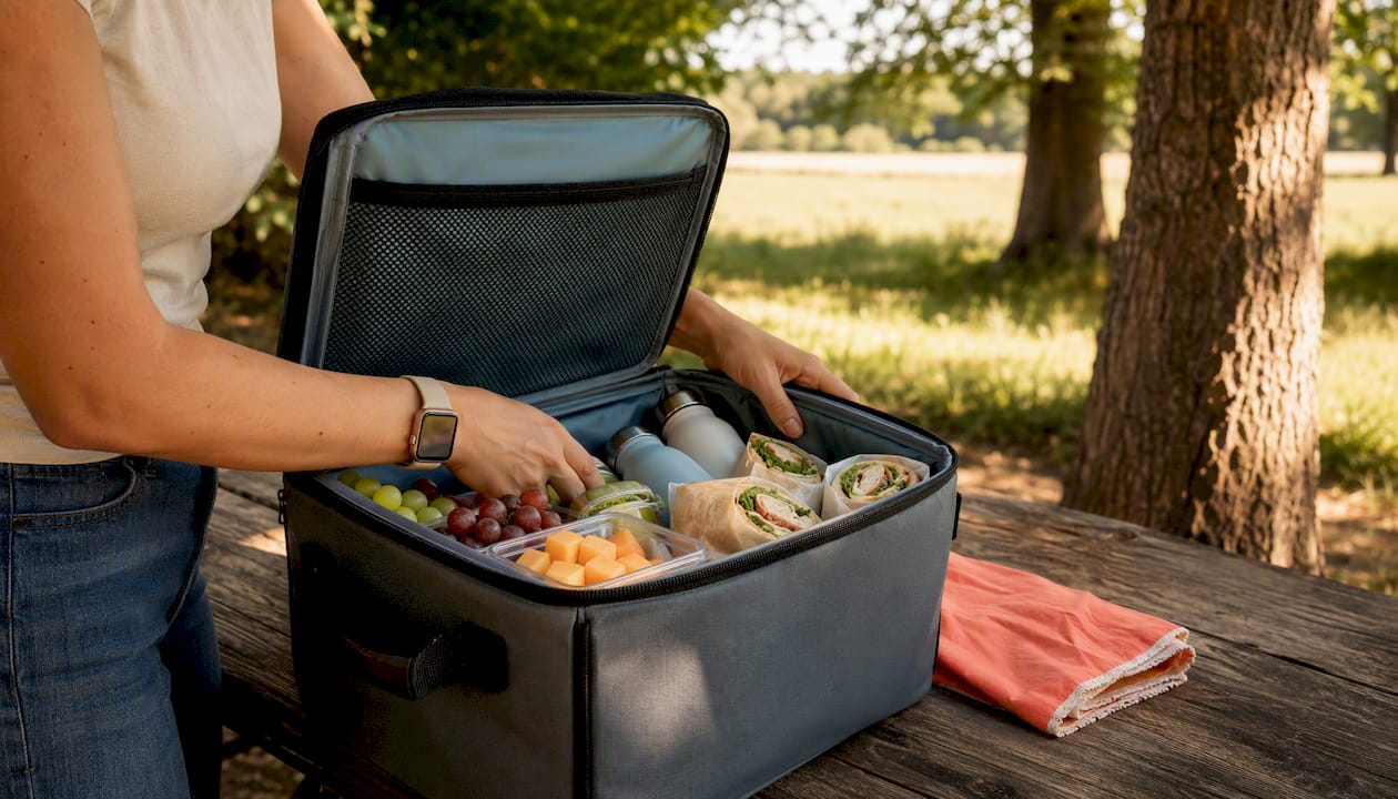 Packed cooler ready for a park family lunch
