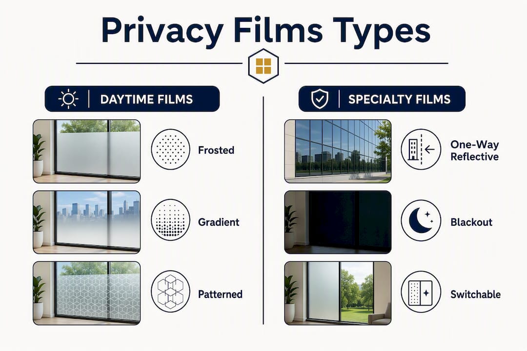 Infographic comparing types of office privacy films