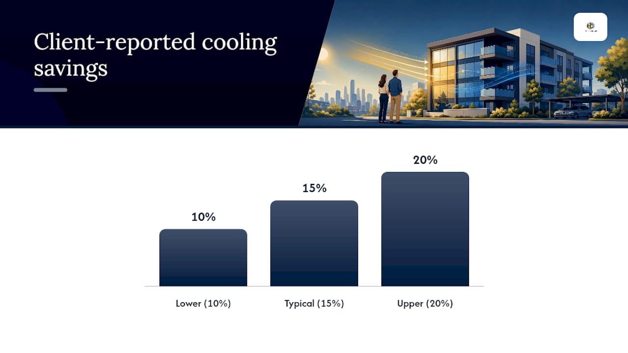 Diagram showing energy savings from window film
