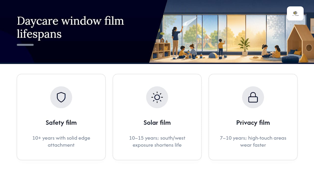 Comparison of daycare window film lifespans
