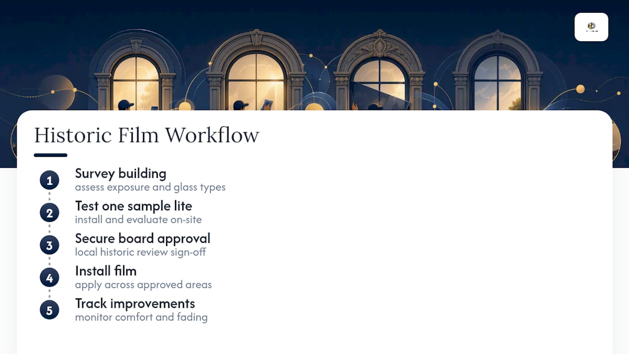 Five-step historic window film workflow