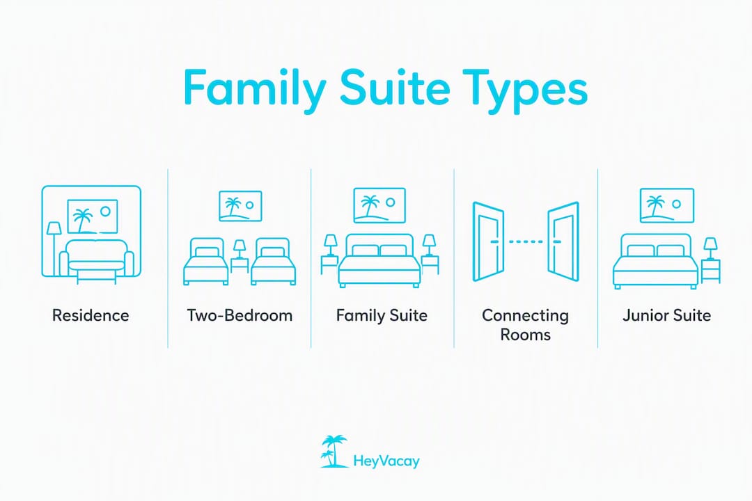 Infographic showing family suite types hierarchy