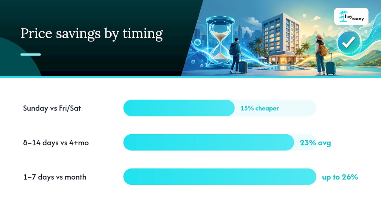 Diagram of hotel price savings by day and month