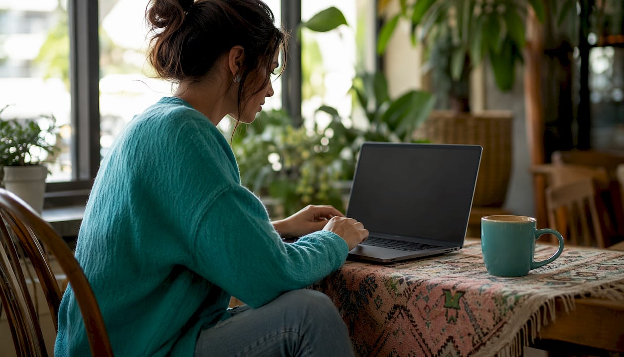 Woman browsing small online boutique
