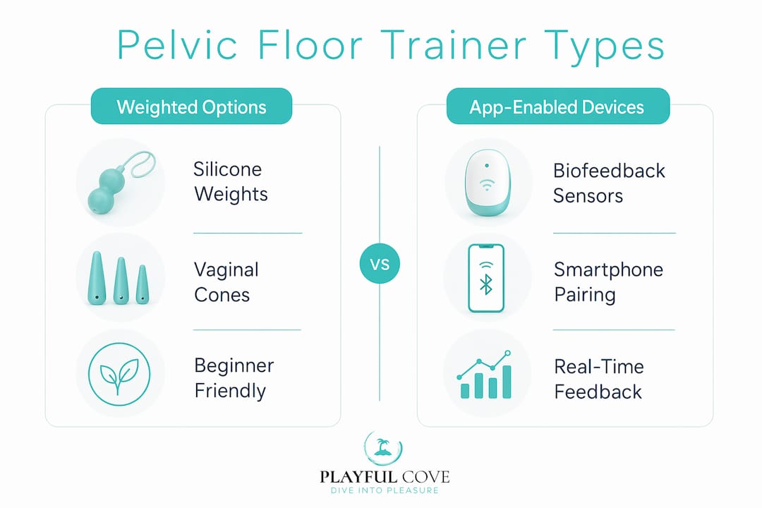 Infographic comparing main types of pelvic floor trainers