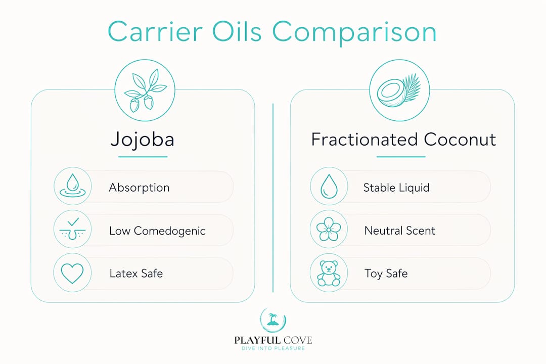 Infographic comparing jojoba and fractionated coconut oils