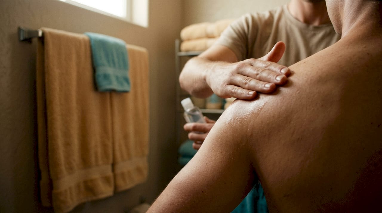 Hand applying lubricant during intimate moment